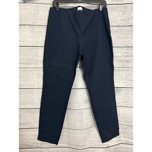 Ecru Navy Blue Pull On Stretch Ankle Pants Size 12